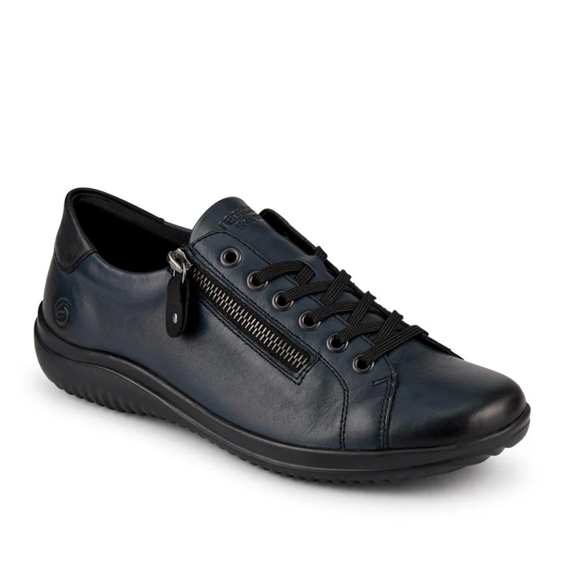 Leather Lace-Up Trainers - DRS39505 / 325 415 - Navy