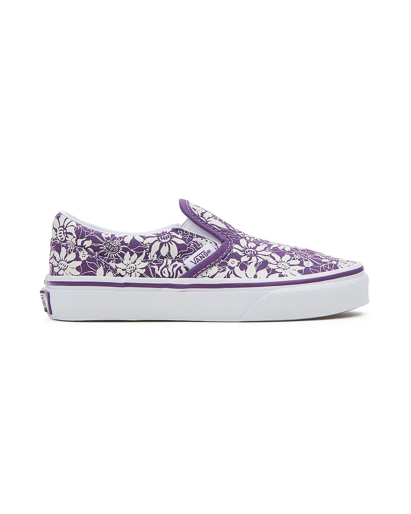 VANS Klassische Slip-On-Summer-Bloom-Sneaker für Kinder – Lila