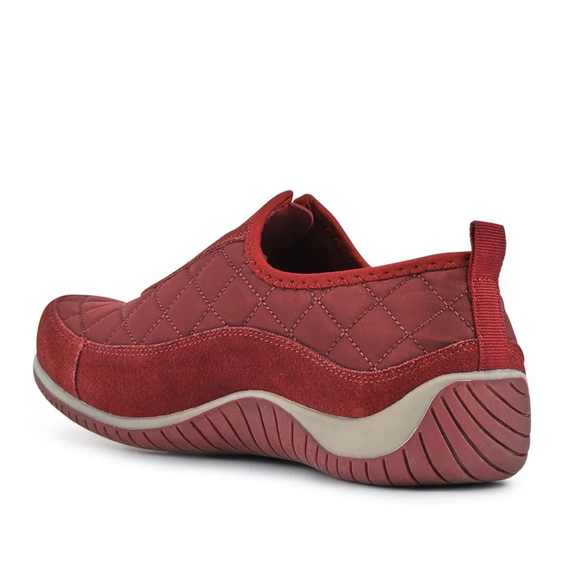 Wide Fit Leather Slip-On Shoes With Zip Fastening - BRK42019 / 328 406 - Burgundy