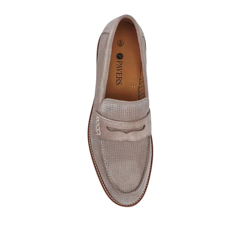 Leather Slip-On Casual Shoes - PERFO41002 / 327 386 - Beige