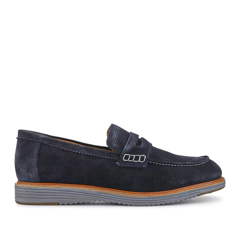 Leather Slip-On Casual Shoes - PERFO41002 / 327 386 - Navy