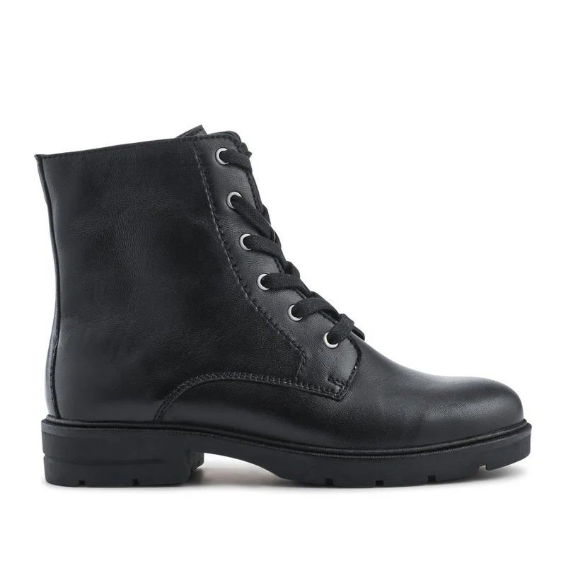 Leather Lace-Up Boots With Inside Zip - DDIN42004 / 328 316 - Black