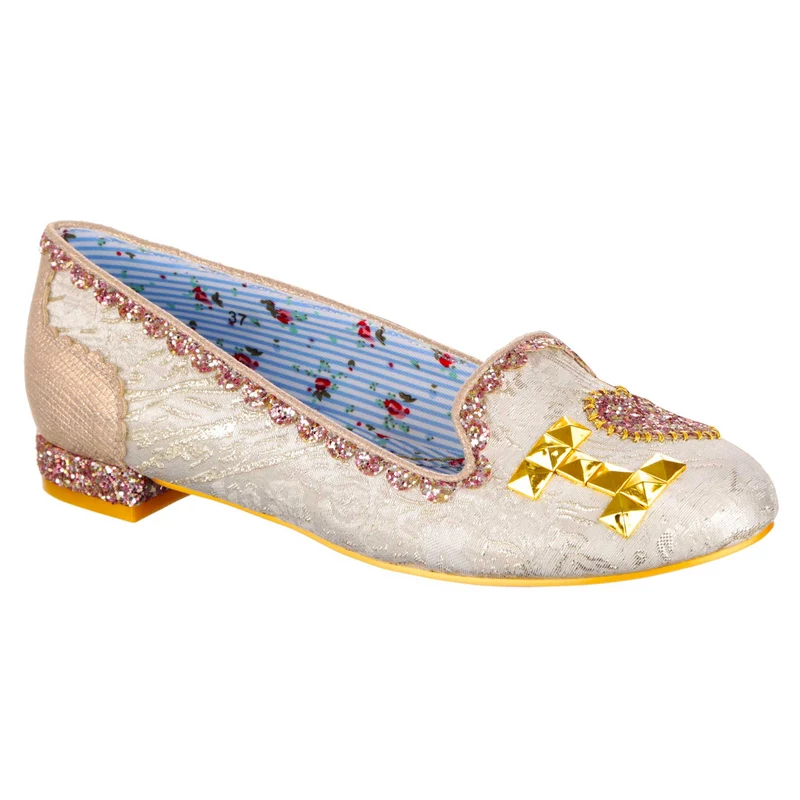 Irregular Choice Damen Luv Ya Flats - Off White