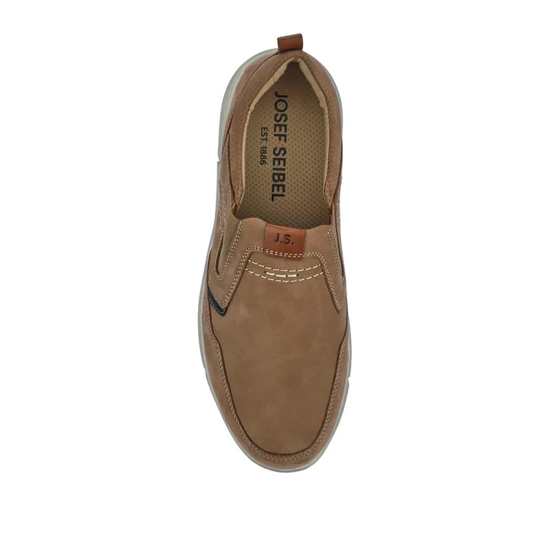 Wide-Fit Leather Slip-On Shoes - JOSEF41508 / 327 048 - Taupe