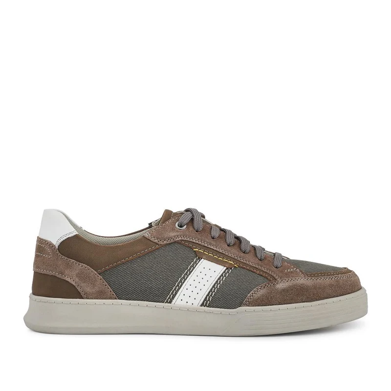 Wide-Fit Leather Laced Trainers - PARK41047 / 327 263 - Charcoal