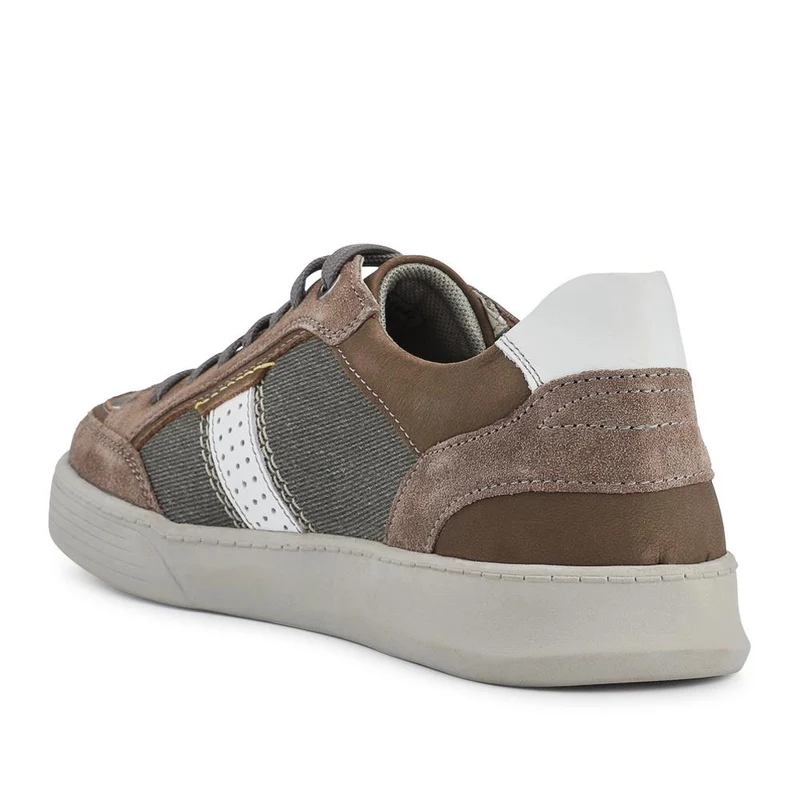 Wide-Fit Leather Laced Trainers - PARK41047 / 327 263 - Charcoal