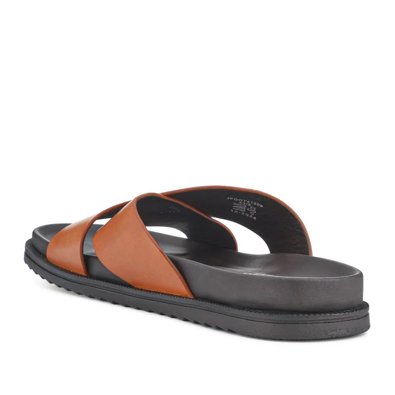 Strappy Leather Slides - JFOOT41009 / 327 467 - Tan