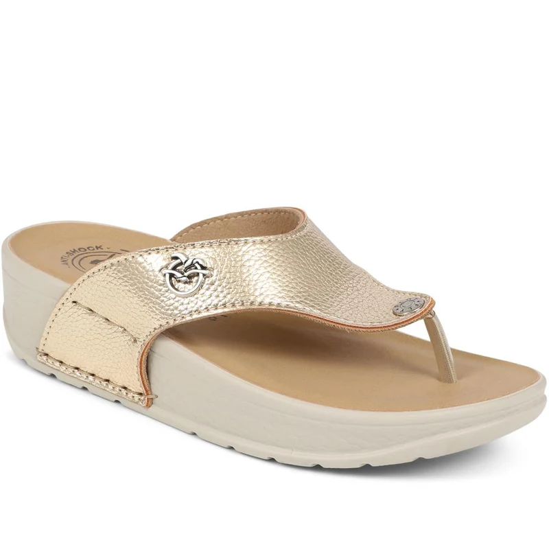 Fly Flot Toe Post Platform Sandals - FLY39083 / 324 805 - Gold