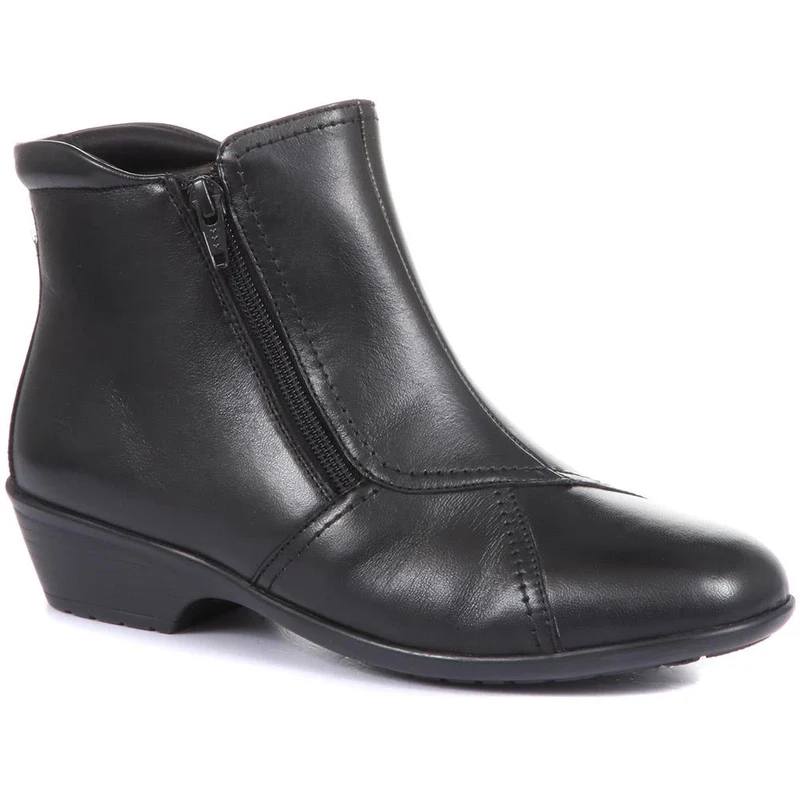 Wide-Fit Leather Ankle Boots - HSKEMP1811 / 146 311 - Black