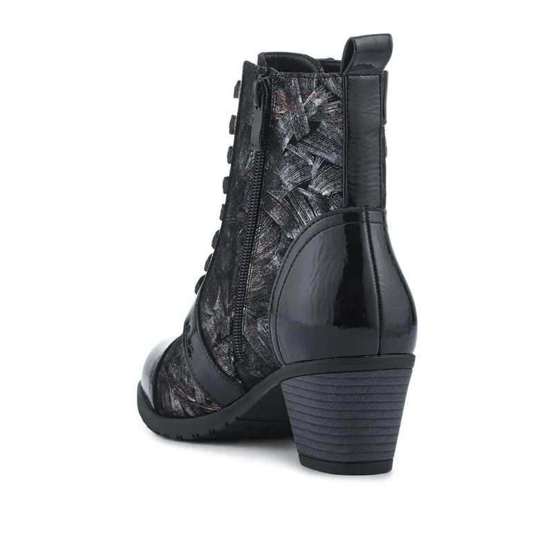 Block-Heeled Ankle Boots - SENBO42002 / 328 390 - Black Multi