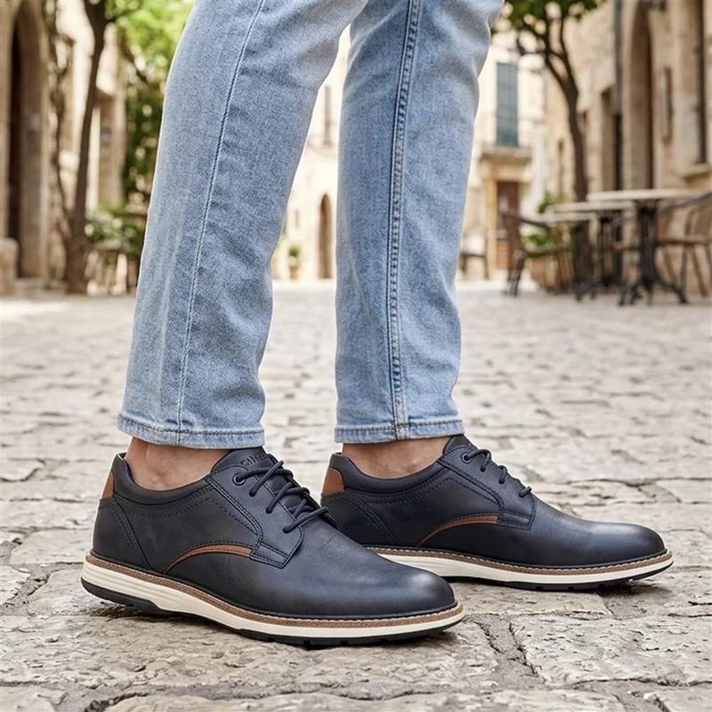 Wide Fit Lace-Up Casual Shoes - JIAHU40005 / 325 960 - Navy