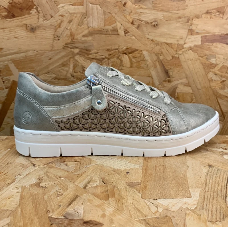 Remonte Damenmode-Ledersneaker – Metallic