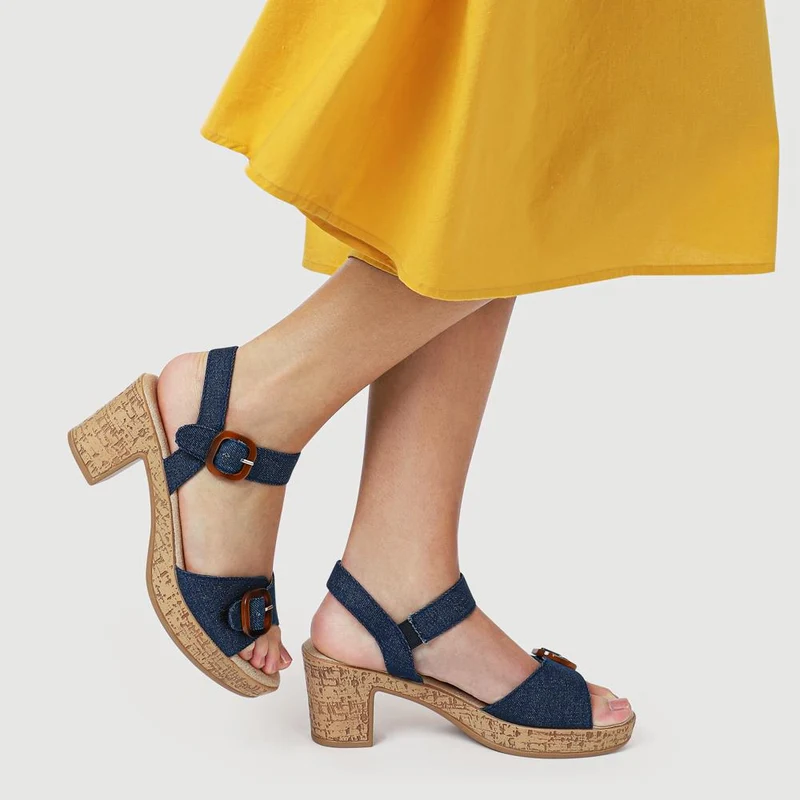 Tall-Heeled Sandals - WBINS41076 / 327 568 - Denim