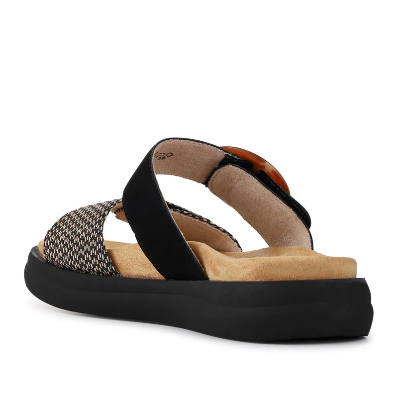 Premium Leather Dual-Fastening Sandals - DRS41514 / 327 104 - Black Multi