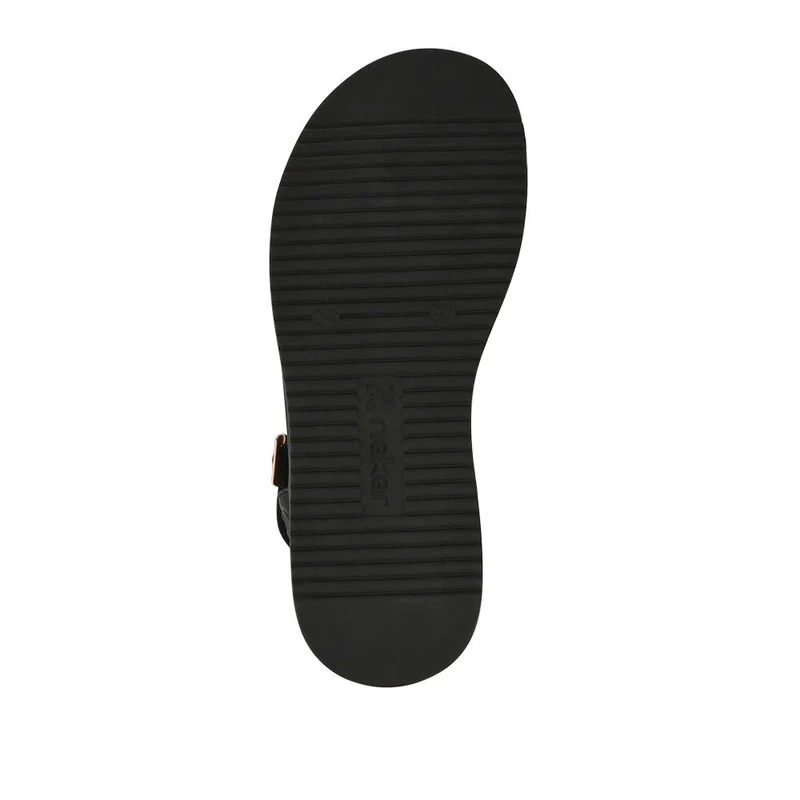Leather Faux Buckle Touch Fasten Sandals - RKR41540 / 327 289 - Black