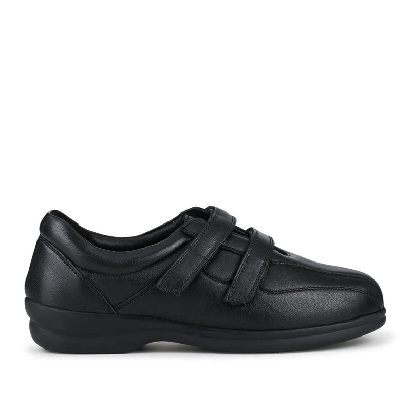 EasyFit Extra Wide Leather Touch-Fastening Shoes - HENRIETTA / 328 428 - Black