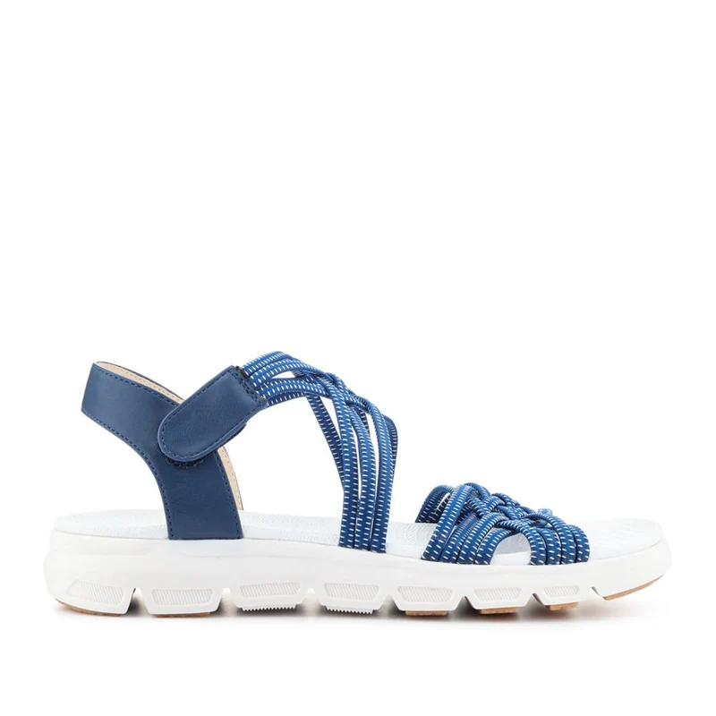 Wide Fit Stretchy Cushioned Sandals - WBINS41089 / 327 328 - Navy