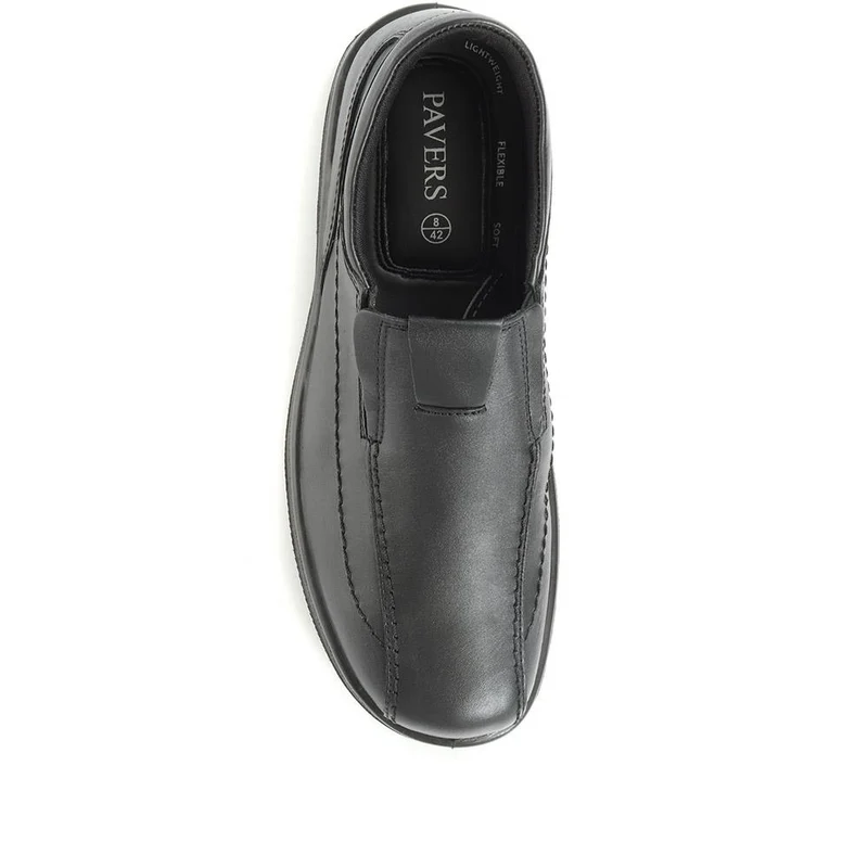 Leather Slip On Shoes - RAJ1801 / 145 886 - Black