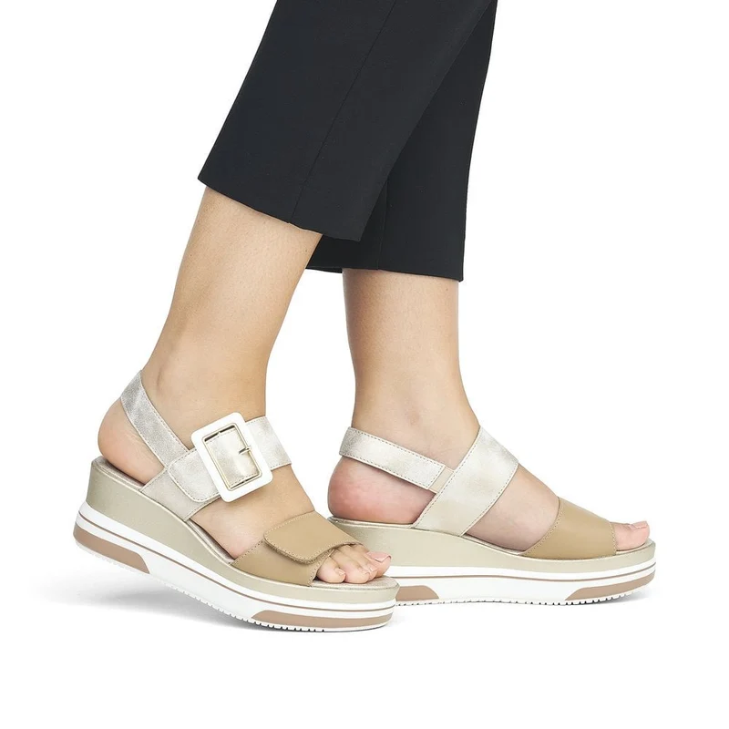 Remonte Modische Keilsandalette für Damen – Beige