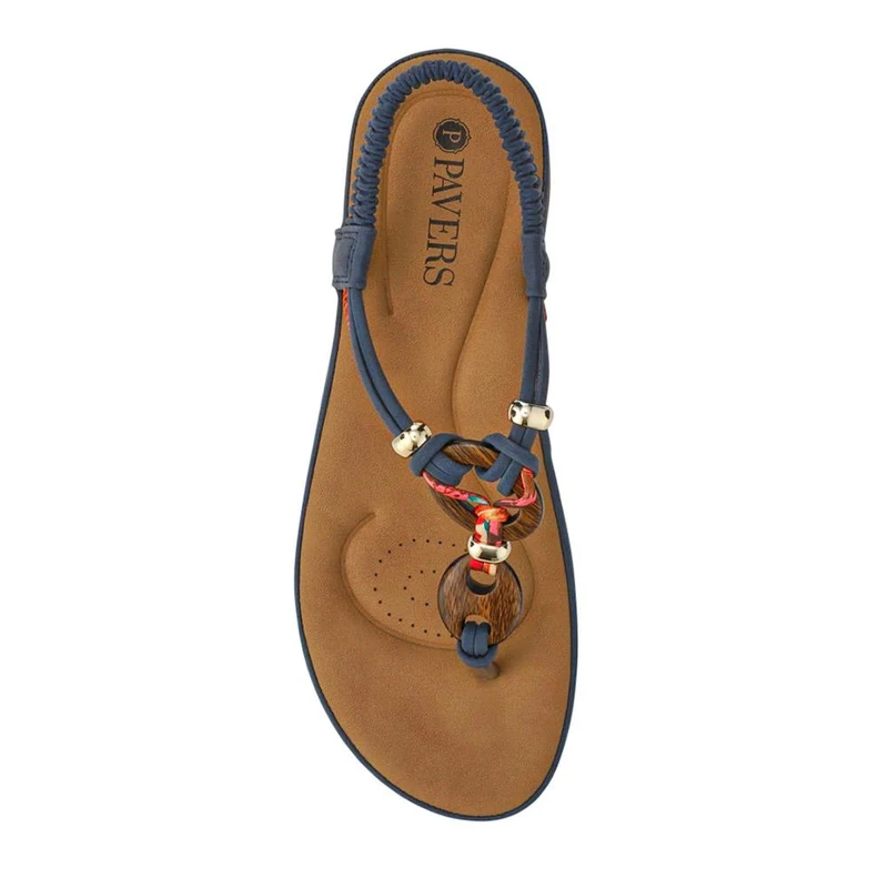 Elasticated Toe Post Sandals - BAIZH41046 / 327 216 - Denim