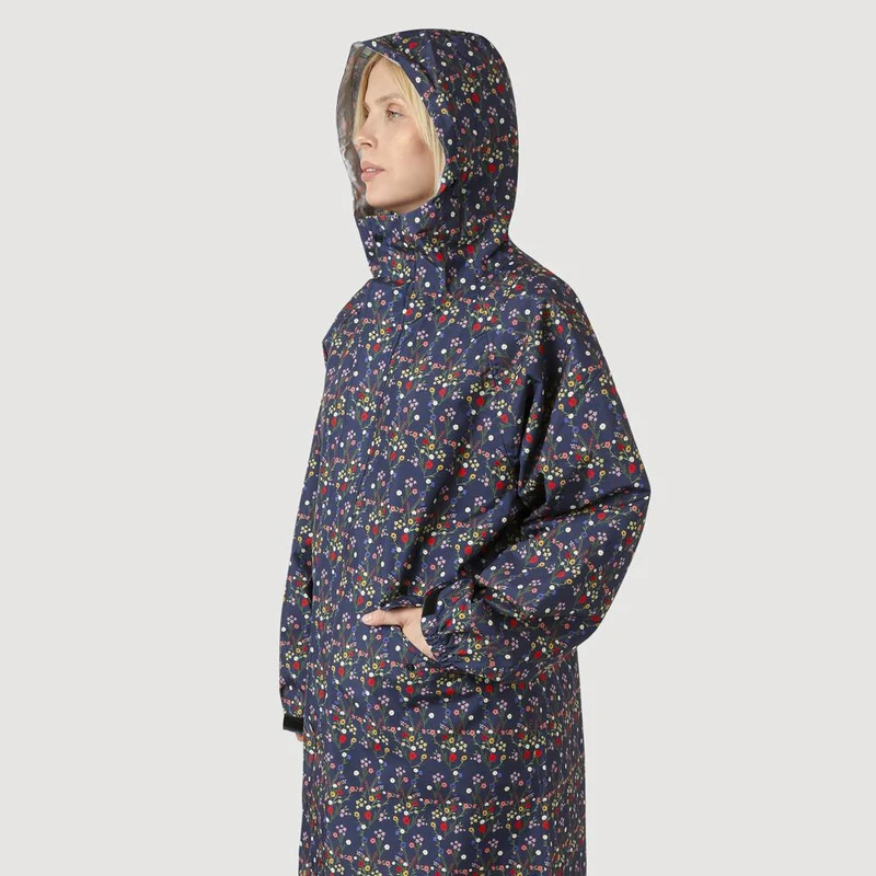 Long Rain-Proof Parka Coat - XKL41002 / 327 653 - Navy Floral