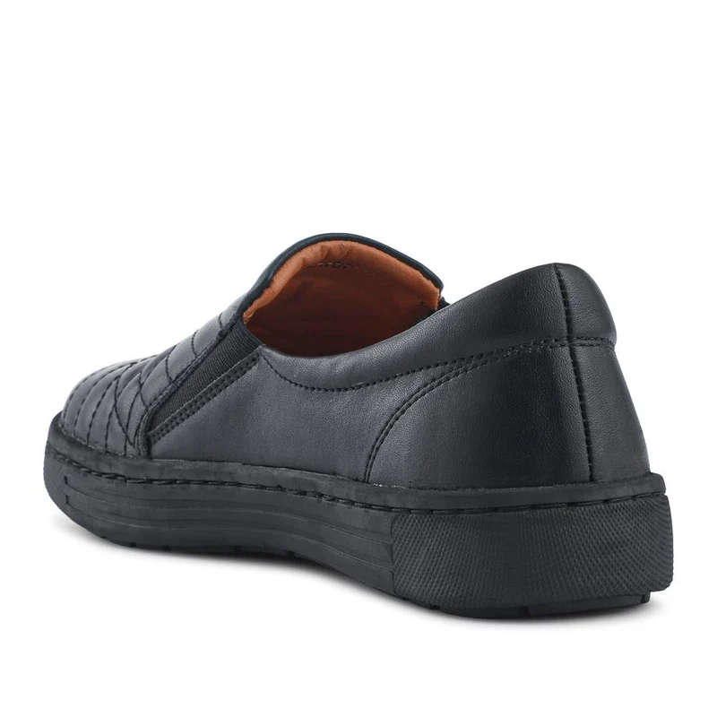 Leather Zip-Fasten Slip-On Shoes - BRK42006 / 327 976 - Black