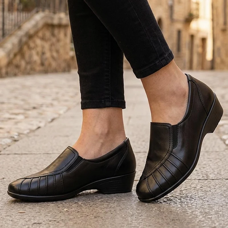 Leather Slip On Shoes - KEMP1800 / 145 950 - Black