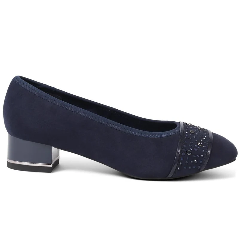 Wide Fit Slip On Court Shoes - PLAN39013 / 325 529 - Navy