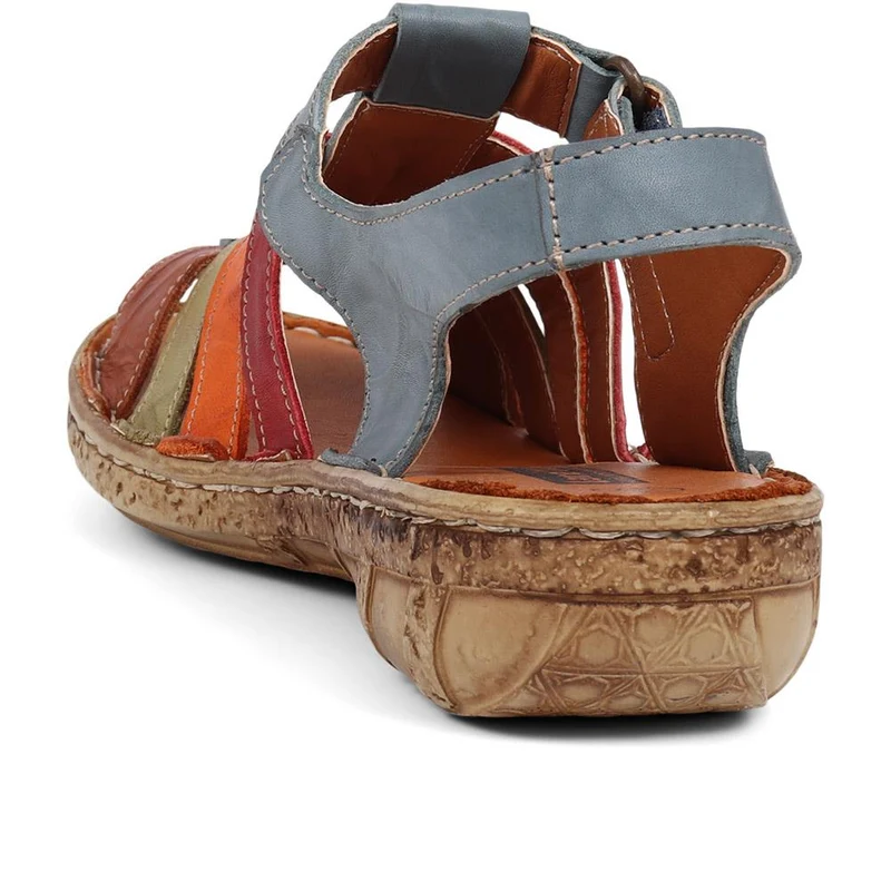 Open-Toe Leather Sandals - HAK39015 / 325 525 - Blue Multi