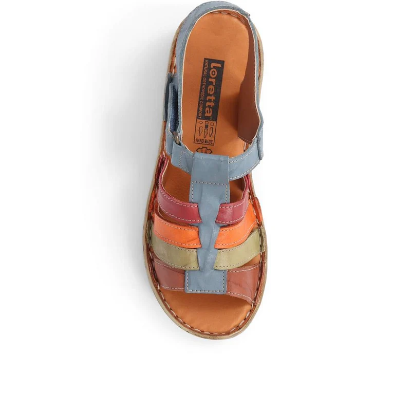 Open-Toe Leather Sandals - HAK39015 / 325 525 - Blue Multi