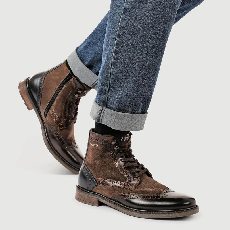 Bugatti Leather Wingtip Boots - BUG42506 / 327 676 - Brown