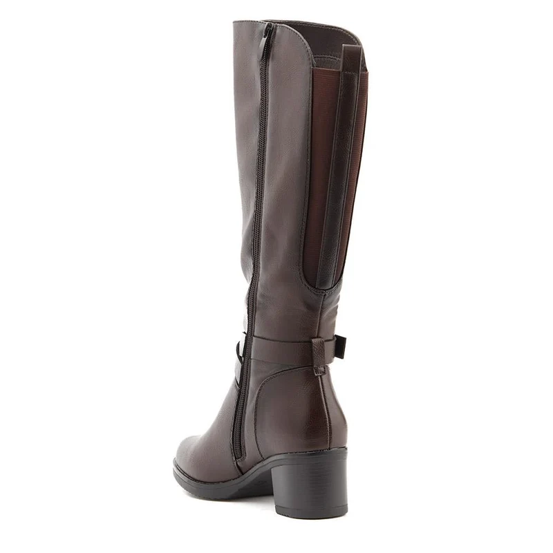 Block-Heeled Long Boots - WK40013 / 326 375 - Chocolate
