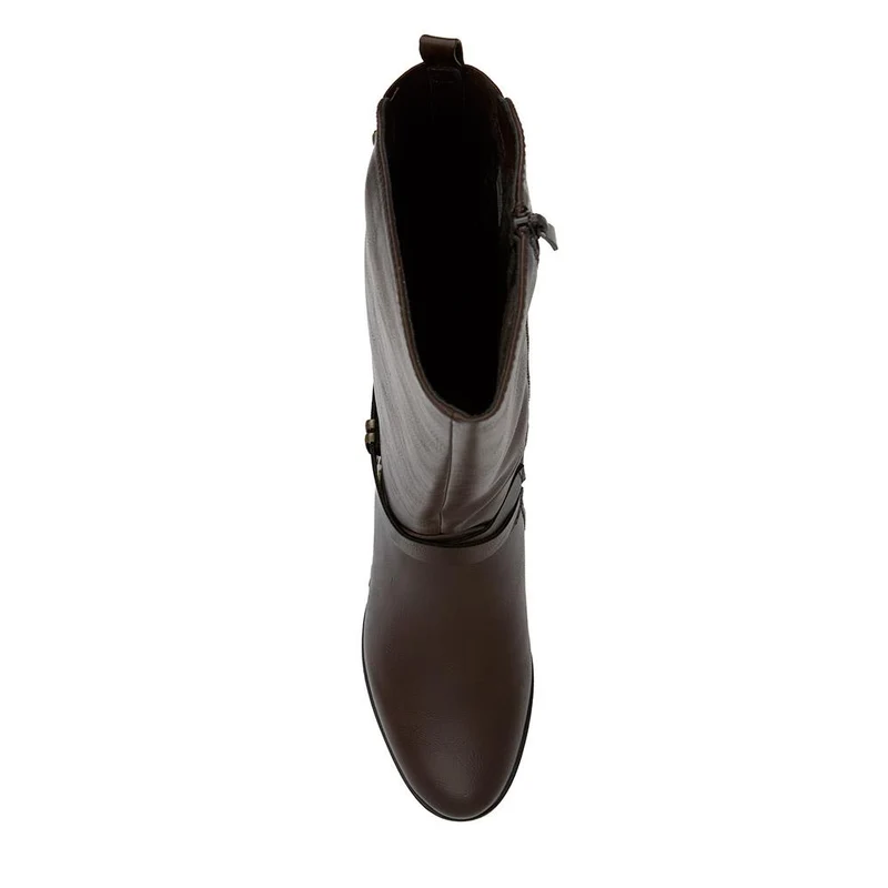 Block-Heeled Long Boots - WK40013 / 326 375 - Chocolate