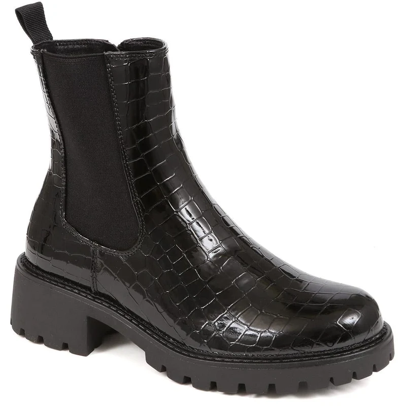 Croc Patent Ankle Boots - BELWBINS38131 / 324 577 - Black Croc