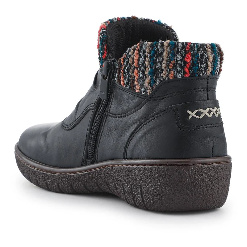 Loretta Knitted Cuff Zip-Up Boots - HAK42005 / 328 443 - Black