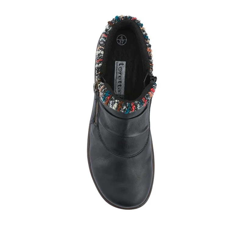 Loretta Knitted Cuff Zip-Up Boots - HAK42005 / 328 443 - Black