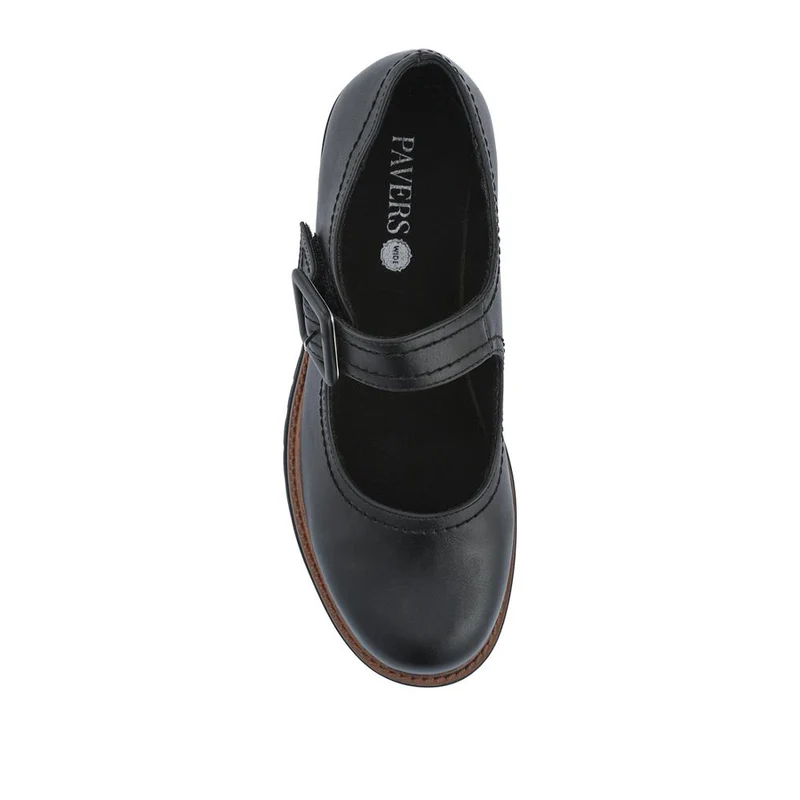 Wide Fit Touch Fasten Chunky Mary Janes - WBINS42025 / 327 954 - Black