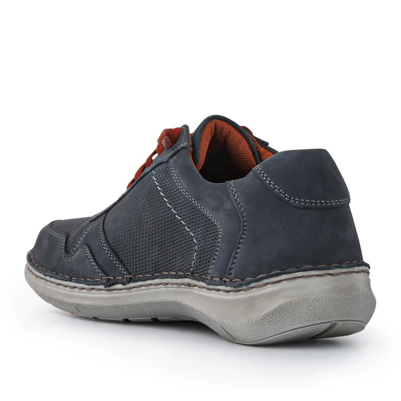 Wide-Fit Leather Bungee-Laced Trainers - JOSEF41506 / 327 049 - Navy