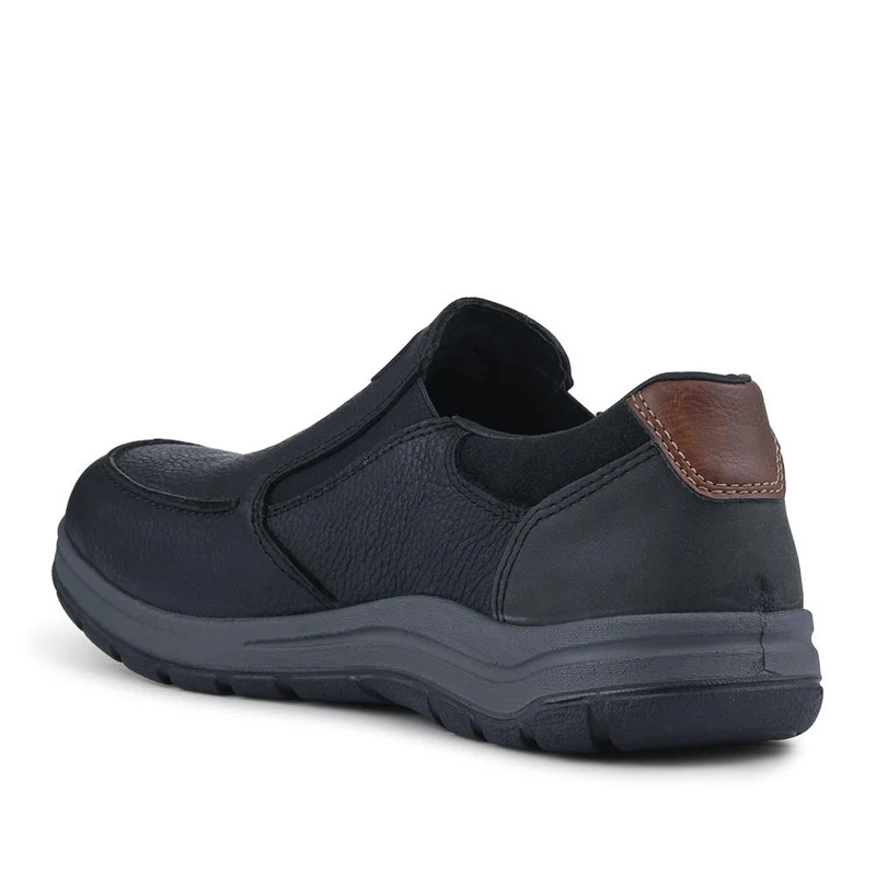 Rieker Extra-Wide Leather Slip-On Shoes - RKR42515 / 327 829 - Black