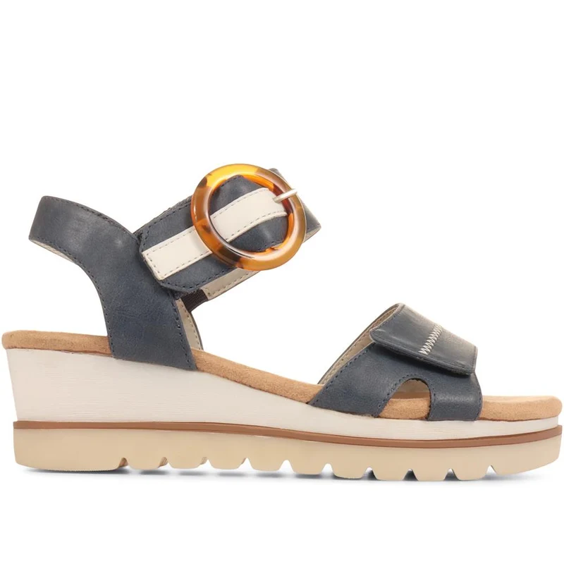 Comfortable Wedge Heel Sandals - WBINS35128 / 321 724 - Navy