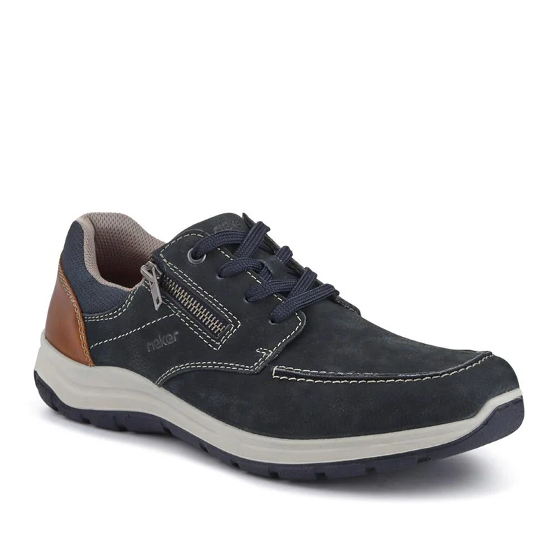 Wide-Fit Casual Leather Shoes - RKR41525 / 326 759 - Navy