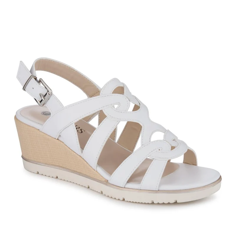 Strappy Wedge-Heeled Espadrilles - WBINS41042 / 327 223 - White