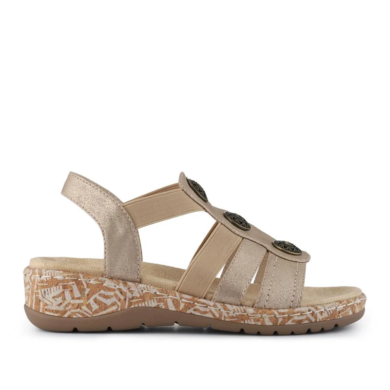 Wide Fit Floral Sandals - WBINS40272 / 327 450 - Gold