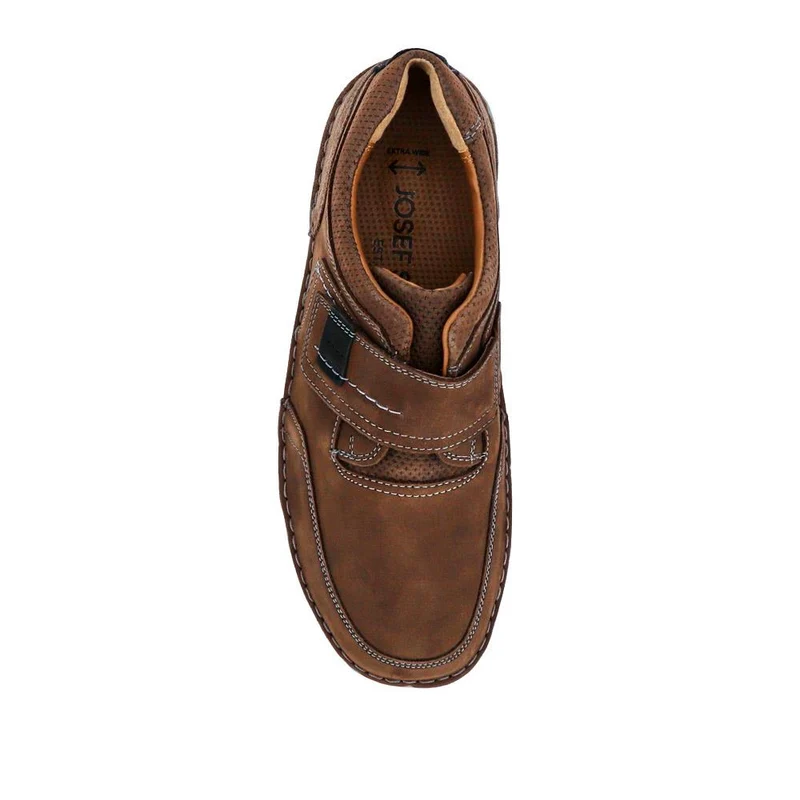 Wide-Fit Leather Touch-Fasten Shoes - JOSEF41507 / 327 047 - Dark Brown