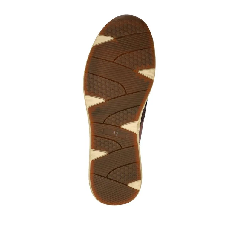 Leather Wide-Fit Lace-Up Trainers - PARK41046 / 327 261 - Cognac