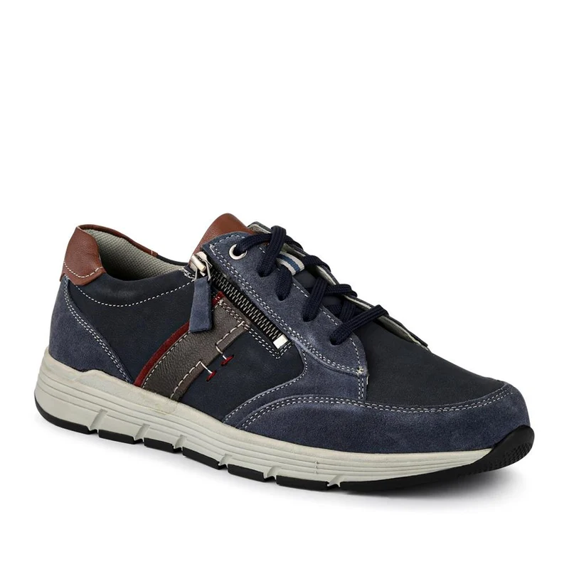 Leather Wide-Fit Lace-Up Shoes - PARK41041 / 327 282 - Blue