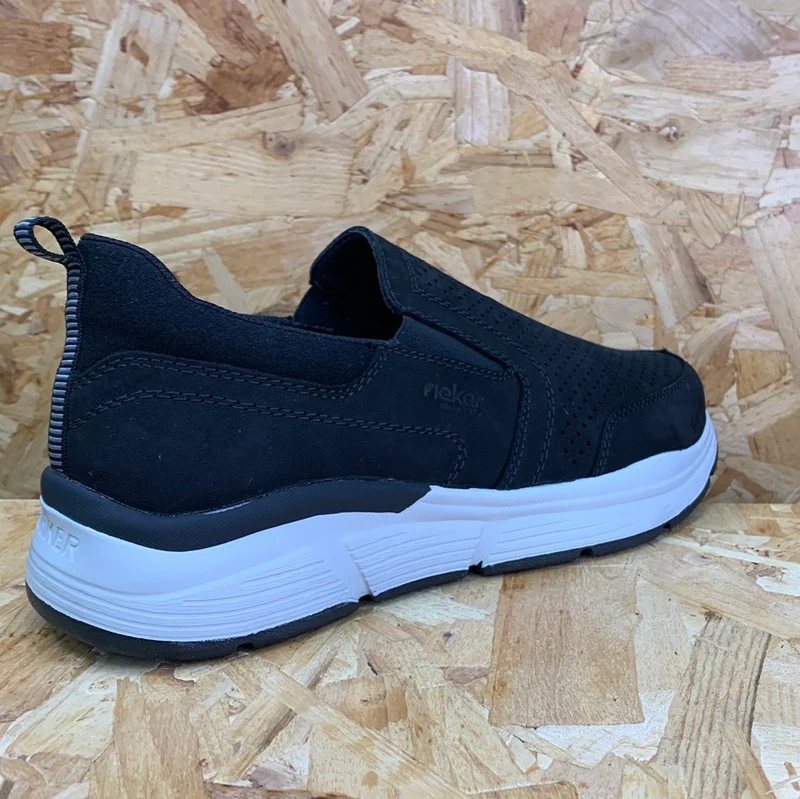 Rieker Breite Slip-On-Sneakers aus Leder für Herren - Schwarz