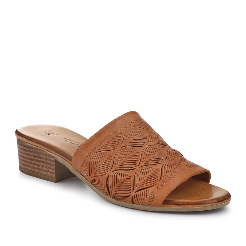 Leather Block-Heeled Mules - BELMET41006 / 327 231