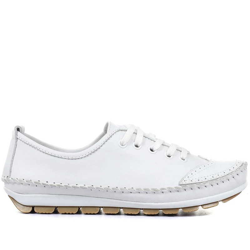 Leather Lace-Up Trainers - SIMIN31003 / 317 969 - White