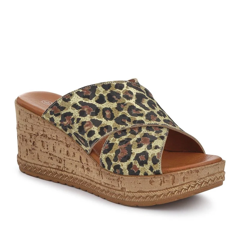 Premium Leather Wedge Heels - LUCK41007 / 327 391 - Leopard